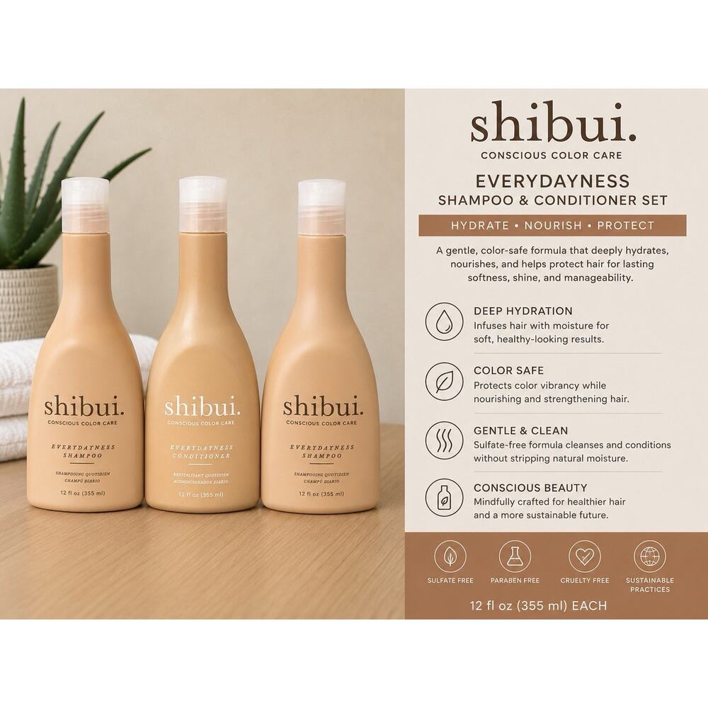 Shibui Everydayness Shampoo & Conditioner Set Color Care 12 fl oz Trio